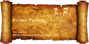 Kozma Patony névjegykártya